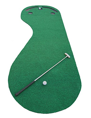 Golf Putting Green - Kidney Shaped 3' x 9' with 3 Cups - Green