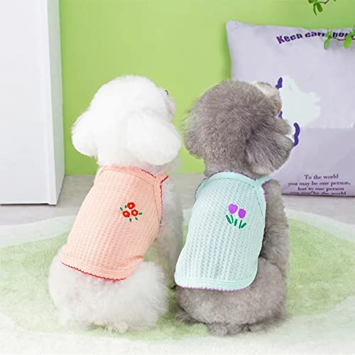 Summer Dog Dress Set - Flower Embroidery Vest for Small to Medium - X-Large