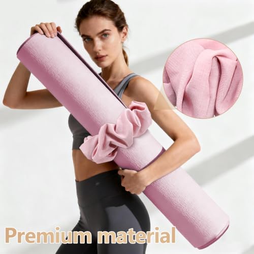 Yoga Mat Scrunchie - Durable Elastic Holder for Standard Mats - Pink