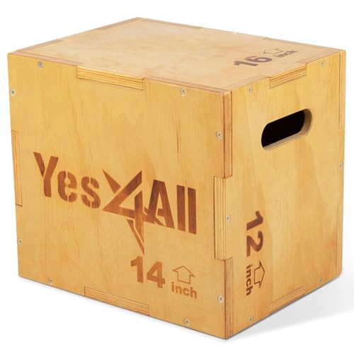 Plyo Box 3-in-1 Wooden Jump Box for Home Gym - 16" x 14" x 12"
