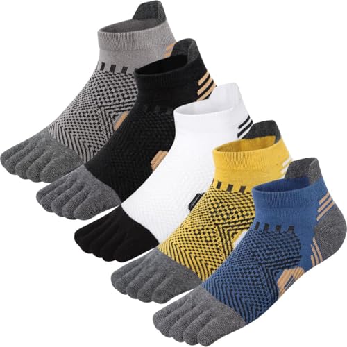 ABTRAV Multicolor Men's Toe Socks No Show Athletic Five Finger Socks Arch Support 9-12