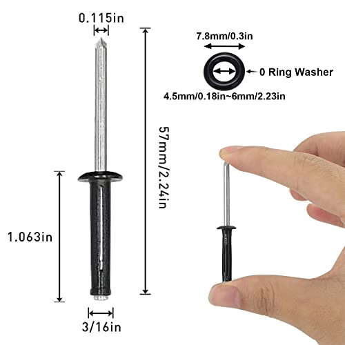 Tri-Grip Kayak Rivets with Waterproof O-Rings - 20 Pcs