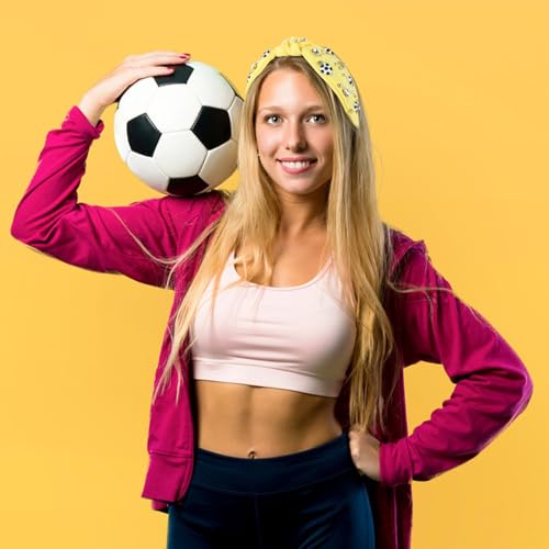 Soccer Headband for Women - Wide Knotted Jeweled Yellow