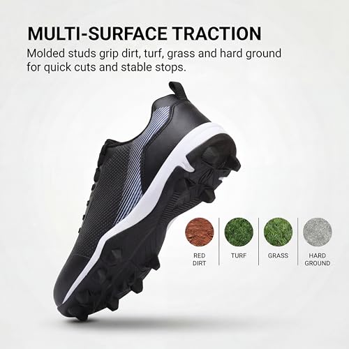 Women’s Softball Cleats Black 8 Molded Lacrosse Baseball Shoes Ziítop