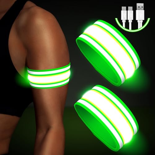 LED Reflective Armband for Running & Walking - Rechargeable Safety Light