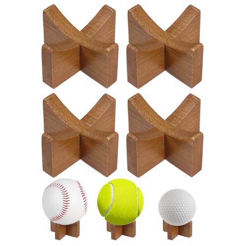 4-Pack Wooden Baseball Display Stand for Baseball & Softball