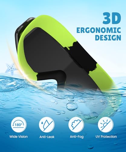 NSSIW Kids Swim Goggles 3 Pack - Anti-Fog, No Leak, Nose Clip & Earplugs - Black Green & Gold Variants