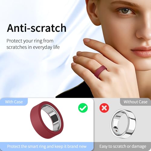 10 Pack Silicone Cover for Oura Ring Gen 3/4 - Black, Blue, Starlight, Pink, Wine Red, Size S (5-9)