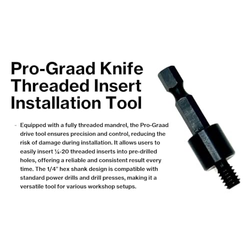 R042 1/4-20 Threaded Insert Driver, Knife Threaded Insert Installation Drive Tool, Compatible for use with 1/4-20 Internal Threaded Brass, Stainless & Steel Knife Thread Inserts for Hardwood