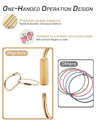 Gold Brass Carabiner Clip with Lock for Keys, Bags, Luggage & Outdoor Gear