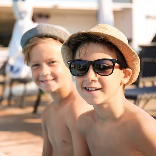 Kids Sunglasses Set - 10 Pack Retro UV400 Protection - Black