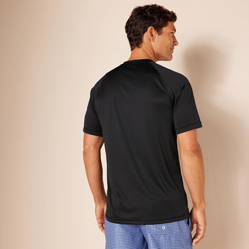 Men's Slim-Fit Quick-Dry UPF 50 Swim Tee - Large / Black
