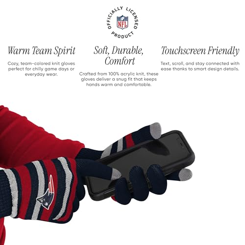 New England Patriots Adult Stretch Gloves & Knit Beanie Set