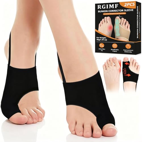 Black Bunion Corrector for Men & Women with Anti-Slip Strap - 2 Pack