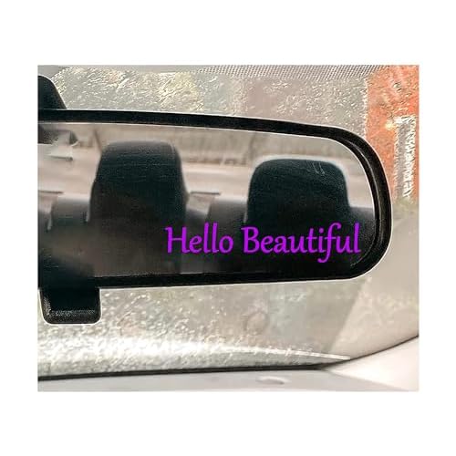 Hello Beautiful Car Rear View Mirror Decal Positivity Vinyl Sticker 2.75 inches (WIDE) (PURPLE)