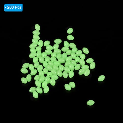 Luminous Oval Fishing Beads - 200pcs Glow in the Dark Rig Bait - Green 4x3mm