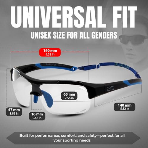 BLUE CUT Sports Safety Goggles Interchangeable Sun Lens Anti Fog UV Protection Indoor Outdoor Pickleball Cycling Basketball