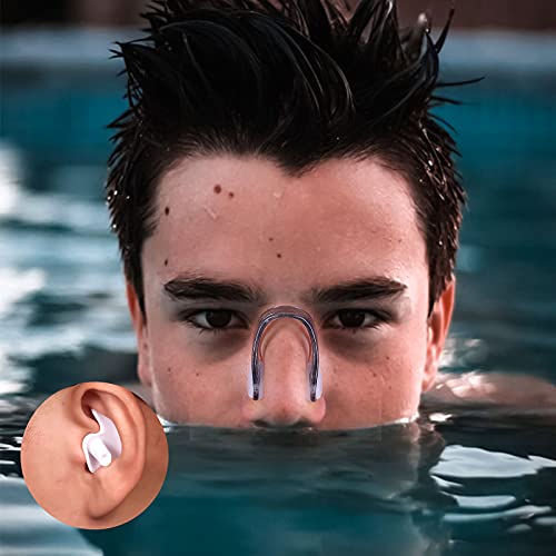 SAVITA 6 Colors Reusable Waterproof Swimming Earplugs & Nose Clip Set for Water Sports
