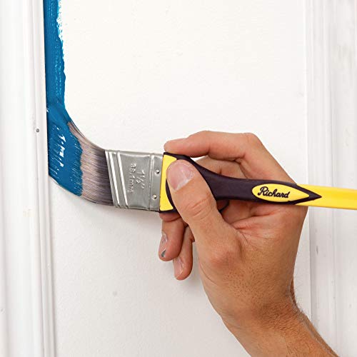 Richard 80839 Angled Paint Brush, 1 in, Polyester SRT, Stainless Steel, Ergonomic, Soft Grip, Yellow