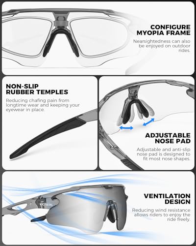 Photochromic Sunglasses for Men & Women - Grey UV Protection