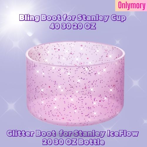 Glitter Silicone Boot for Stanley Cup - Clear Carnation