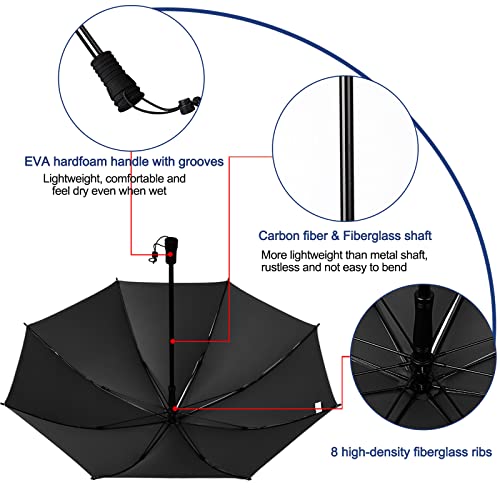 G4Free 46-Inch Large Ultralight Hiking Umbrella with Silver UV Reflective Coating - Black/Silver