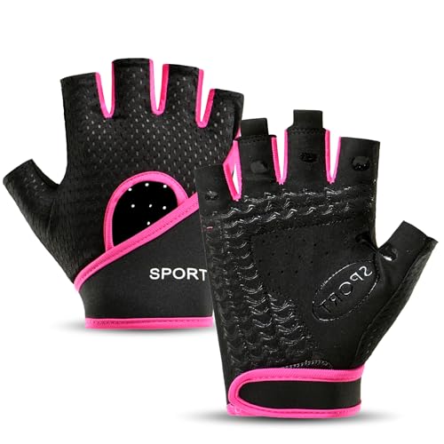 UV Protection Sun Gloves for Women - Touchscreen Full Finger - Medium / Pink-Black