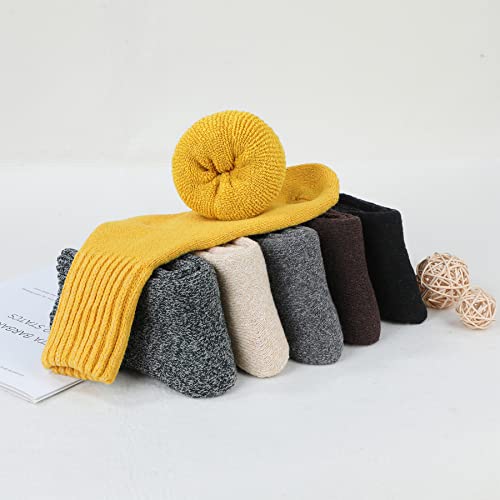 Cozy Warm Wool Socks for Women - Cute Boot Crew Socks - One Size C Beige