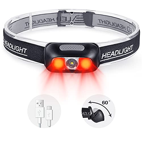 500 Lumen Rechargeable LED Headlamp with Red Light - Red