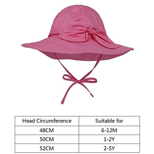Toddler Sun Hat with Wide Brim - UPF 50+ Adjustable Bow Bucket Hat - White, 2-5 Years