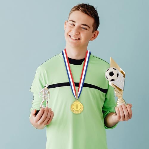 6pcs Gold Silver Bronze Award Medals 2 Inch with Ribbons for Competitions & Celebrations