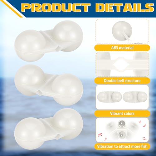 Luminous White Catfish Rattle Beads - 90 Pcs Double Bell Attractor