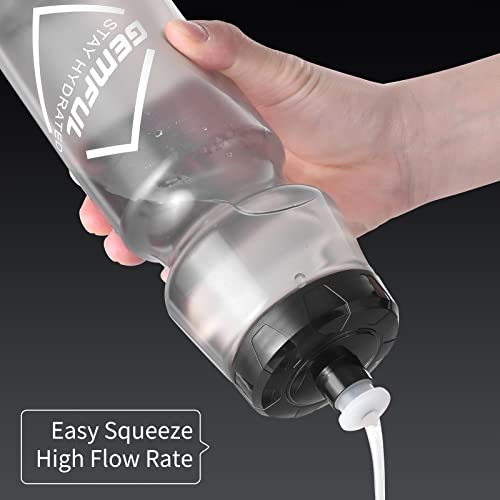 GEMFUL 24oz BPA-Free Cycling Water Bottle, Grey - Reusable Squeeze Bottle for Gym, Bike & Workout