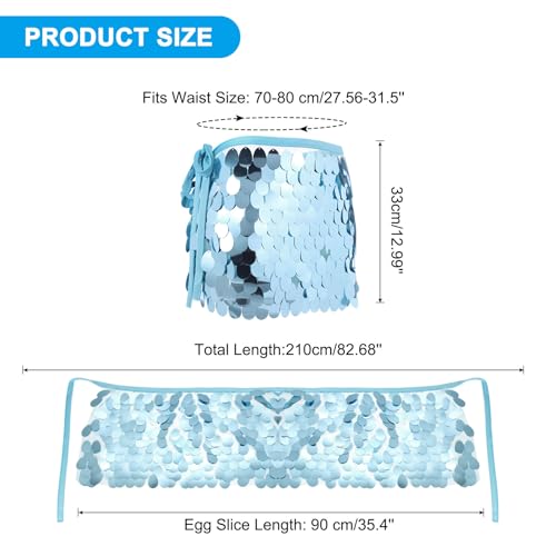 MECCANIXITY Blue Sequin Short Skirt Women's Rave Party Dance Skirt