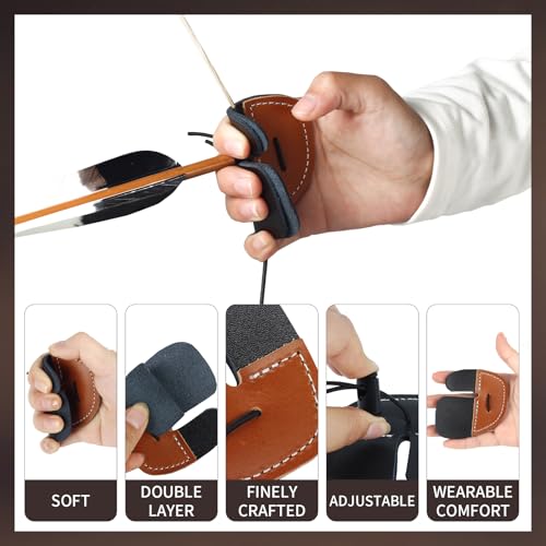 Leather Archery Finger Tab 2 Pack - Brown Right Hand Tabs