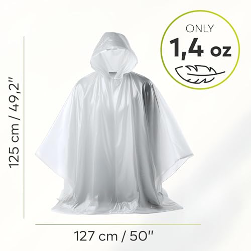 Disposable Rain Ponchos for Adults - Clear with Hood, Pink