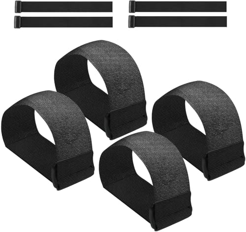 Black 4 Pcs Leg Exerciser Traction Straps for Under Desk Elliptical Pedals