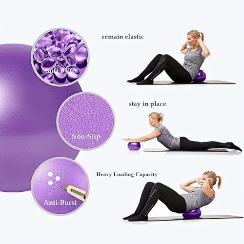 9-Inch Small Pilates Ball - Grey Mini Exercise Ball for Yoga & Core Training