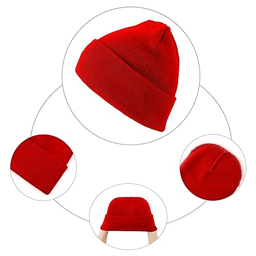 Winter Beanie for Men and Women - Red Knit Hat