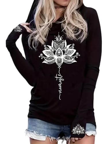 GUUZOGU Women's Sun and Moon Hoodie Black XXL Casual Long Sleeve Sweatshirt