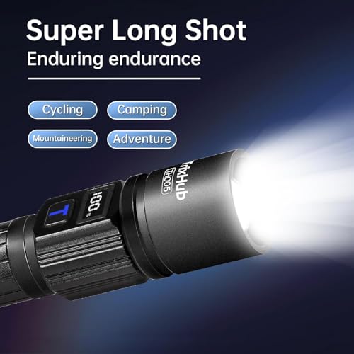 Rechargeable Flashlights 2 Pack - High Lumens with LCD Display, 5 Modes, USB C Charging - Black
