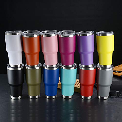 30 oz Stainless Steel Tumbler - Double Wall Insulated Travel Mug with Lid - Yellow