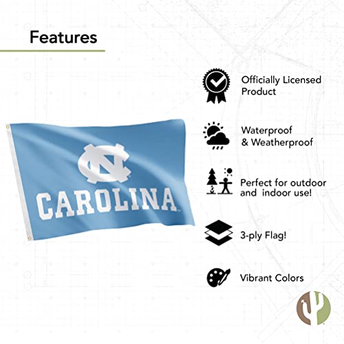 3x5 Ft Double-Sided UNC Tar Heels College Flag - Outdoor Polyester Banner