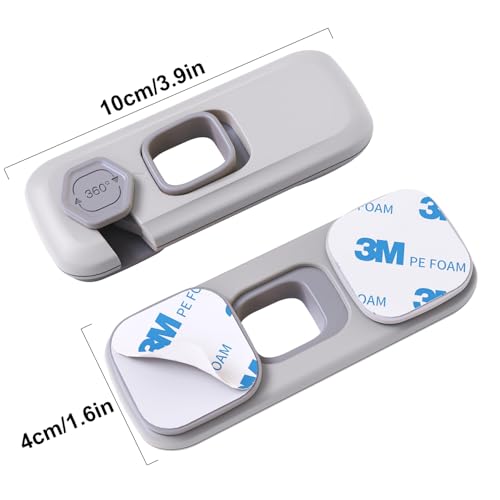 5 Pack Child Proof Refrigerator Lock, QYESWHSR Fridge Locks for Kids with Sticky Adhesive Pads, Child Safety Locks for Doors, RV Refrigerator, Oven Lock Child Safety Baby Cabinet Locks - Grey Updated