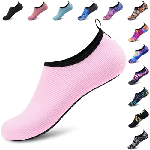Deevike Water Shoes for Women & Men - Barefoot Quick-Dry Aqua Socks Pink 11-12 Women / 9.5-10.5 Men
