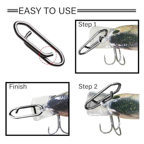 Stainless Steel Fishing Snaps Swivel Clips - Black, Size 000 (37lb), 50 pcs