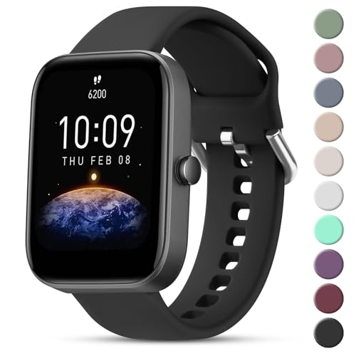 20mm Soft Silicone Replacement Strap for Amazfit - Black, Large