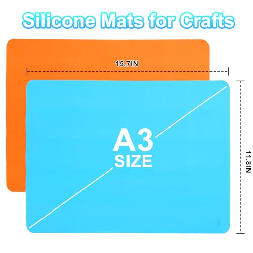 2-Pack Silicone Crafting Mats, 15.7" x 11.8" Nonstick Heat-Resistant Table Mat