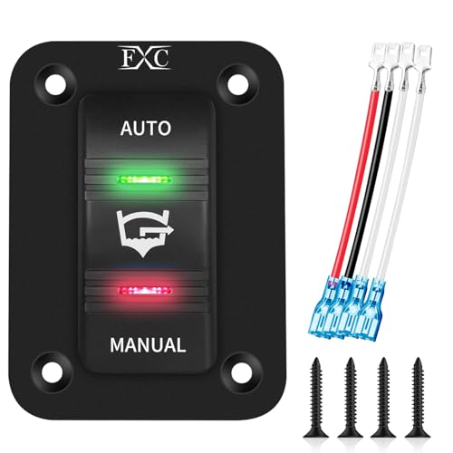FXC 3-Way Bilge Pump Rocker Switch 12V/24V LED Auto/Manual SPDT 4-Pin 20A