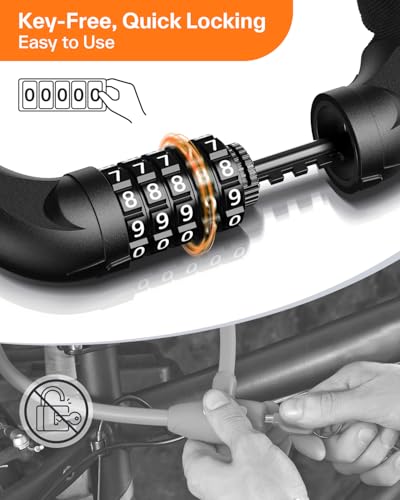 5-Digit Combination Bike Lock - Heavy Duty Keyless Security Chain Lock
